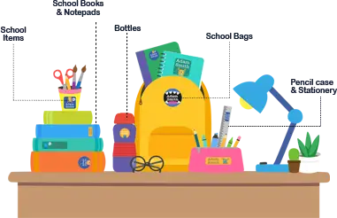 stationery items on a desk